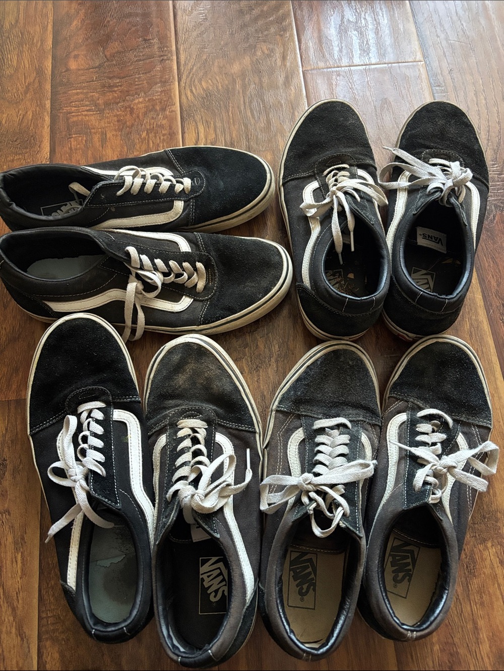 Vans Old Skool Black White Men’s 11.5 Lot of 4 Distressed Worn Shoes